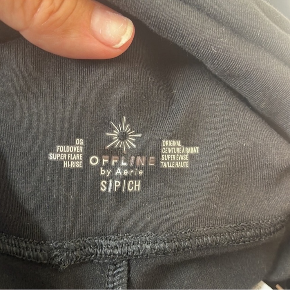 Aerie Offline OG Foldover High Rise Super Flare Leggings Black Small - Picture 13 of 14